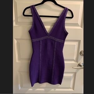 GUESS Purple Vneck Bandage Mini Dress
